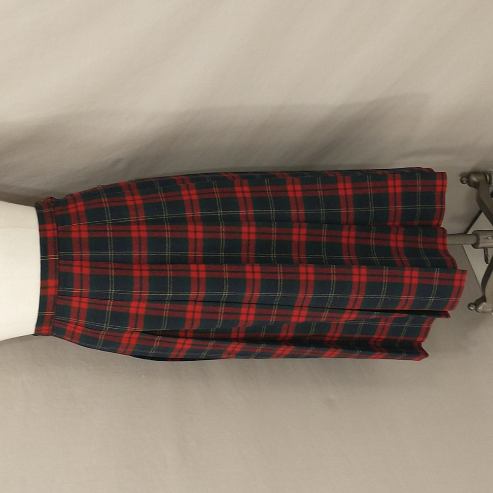 Tartan 100% Wool Plaid Skirt Vintage LL Bean Pleated Long Midi USA Made SeeMeasr